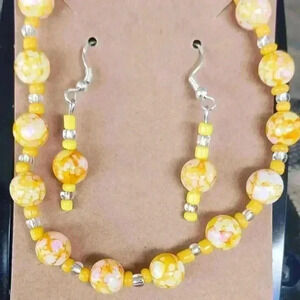 Handmade Beaded Necklace and Earrings Set
